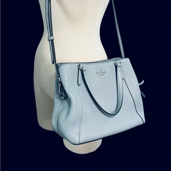 Kate Spade Jackson medium triple compartment satchel in powder blue - Picture 1 of 8